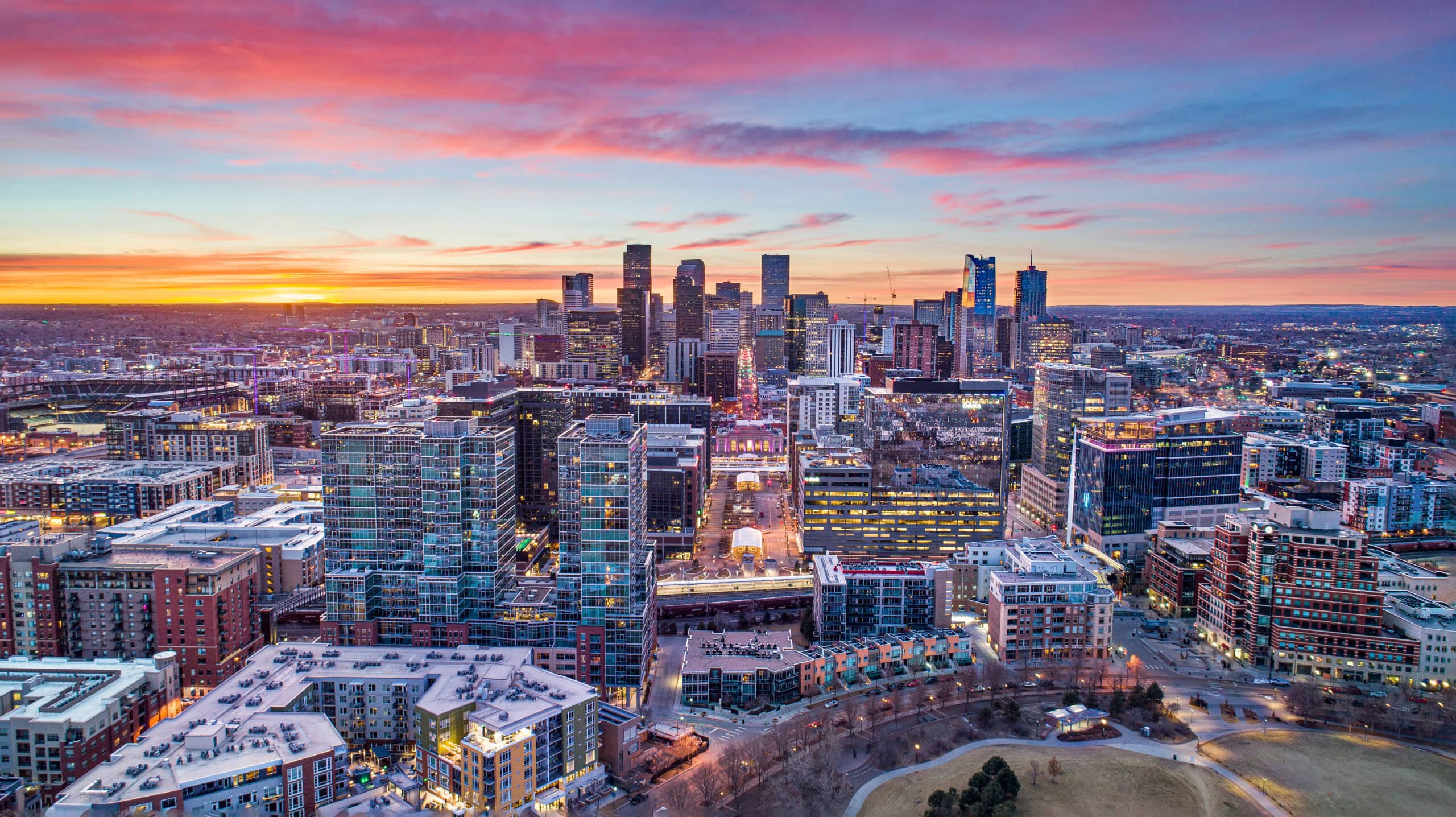 Denver, Colorado, USA Drone Aerial Skyline